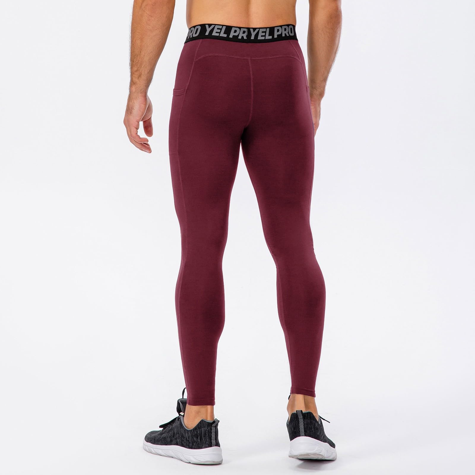 Generisch Legging thermique pour homme en micropolaire chaud - Pantalon de compression - Pantalon de sport - Avec poches - Pantalon fonctionnel - Pantalon de yoga - Pantalon de compression
