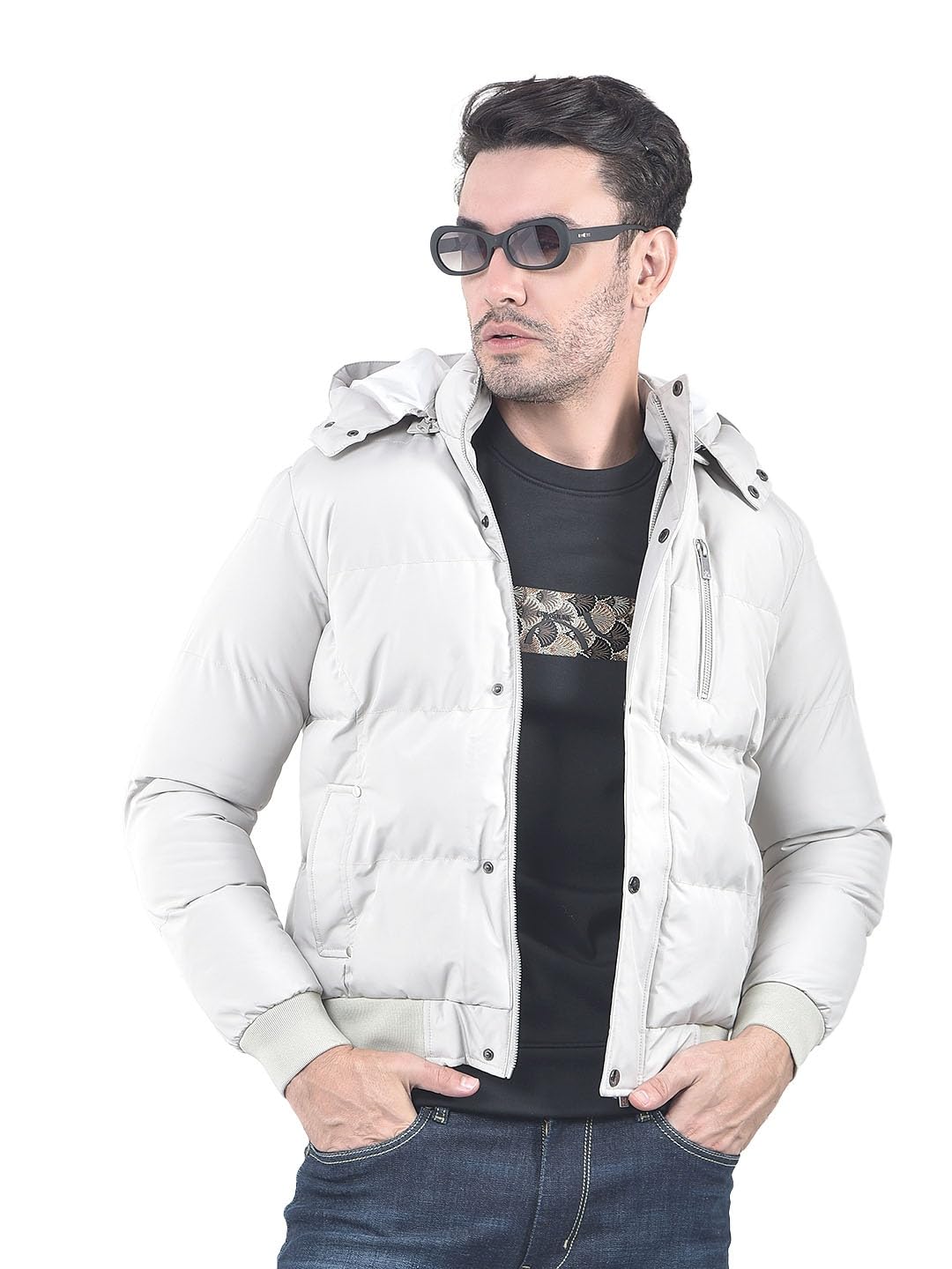 crimsoune club Men's Grey Hooded Padded Jacket-picture-16