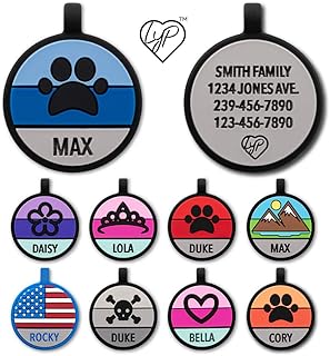 LYP - Our Original Soundless Pet ID Tag - Largest Line of Dog Tags - No More Jingling -Durable - Never Fades - Customized Deep Engraved Silicone (Paw - Blue)