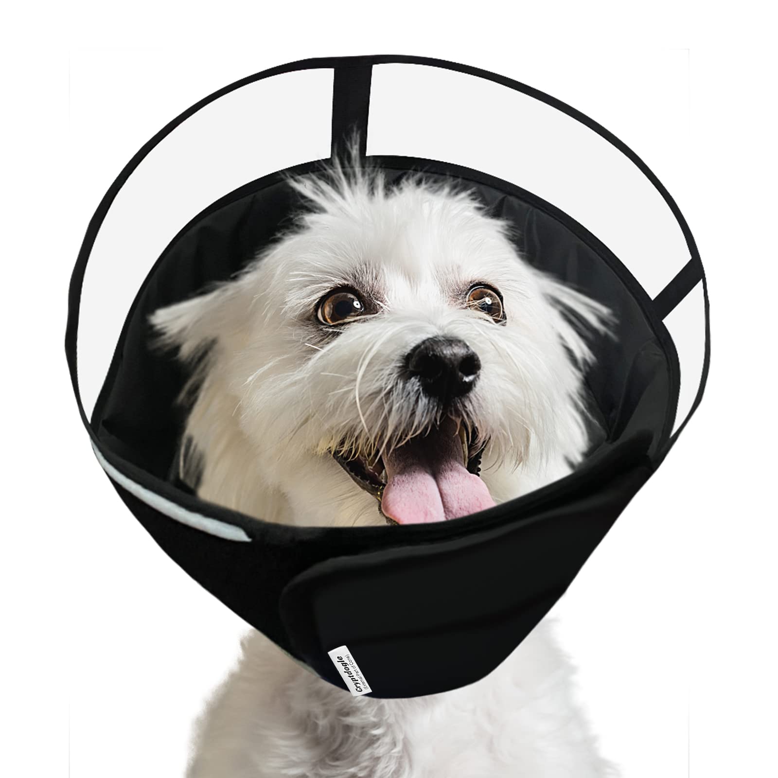 Cryptdogle Upgraded Dog Cone Collar for After Surgery, Soft Pet Recovery Collar for Large Medium Small Dogs, Adjustable Cone Collar Protective Collar for Dogs and Cats Wound Healing (M, Black)