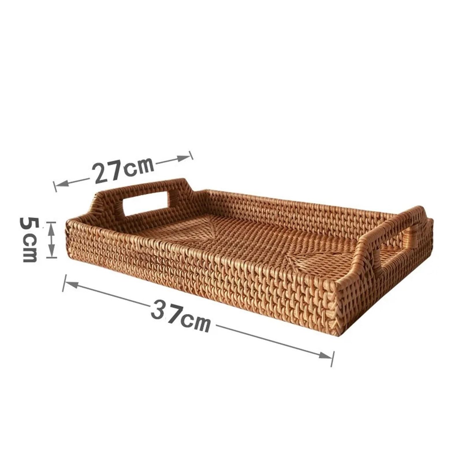 Bandeja de Mimbre Bandeja de Almacenamiento de ratán, Cesta de Mimbre Tejida a Mano, Plato de Comida for Aperitivos y Pan, Plato for Pastel de Fruta, Bandeja for Servir Cena, Bandeja de té(D 37x27cm)