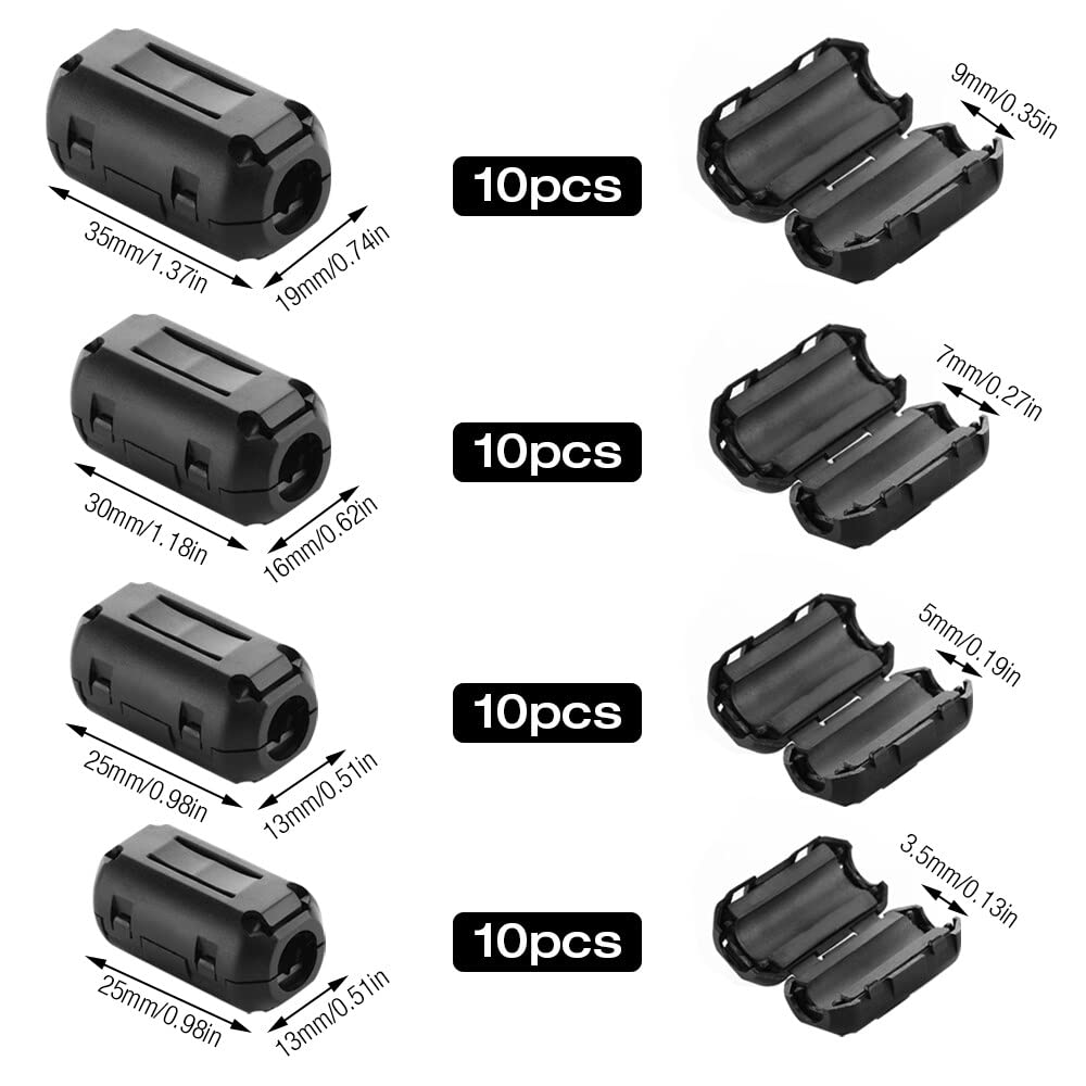 8er-Pack Ferritkerne Für Kabel – 4 Größen (3,5 Produktbild-Vorschau 2