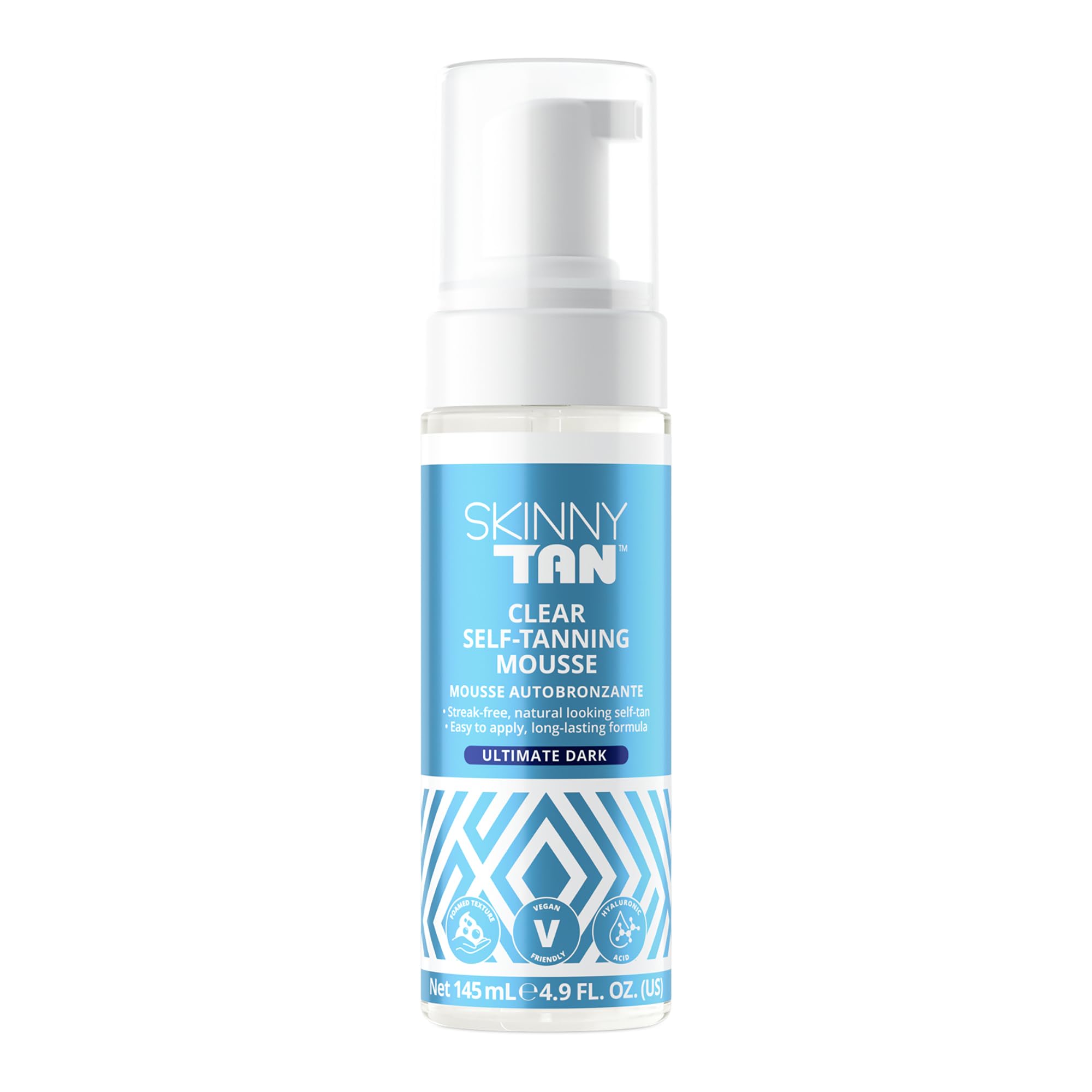 Skinny Tan Clear Self-Tanning Mousse Ultimate Dark, Hyaluronic Acid, Aloe Vera, Vitamin B5, Easy To Apply Luxurious