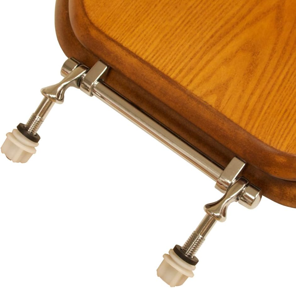 Comfort Seats C3B2R117CH Decorative Oak Wood Round Toilet Seat with Chrome Hinges, Light Oak