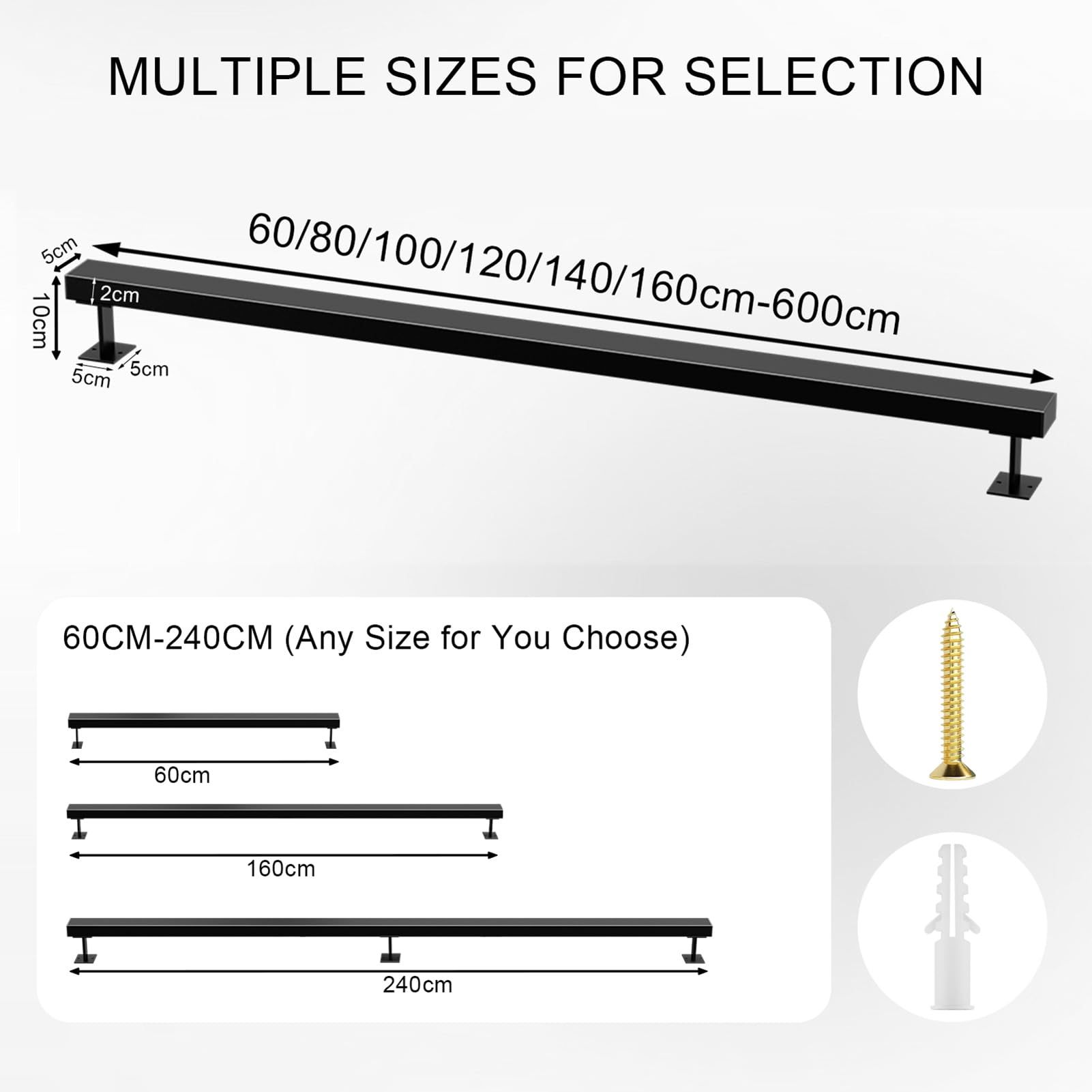 Passamano per Scale Interne, Corrimano Nero in Metallo, Combinati Liberamente, Ringhiera per Scale Interne per Scale, Soffitta, Villa, 300cm
