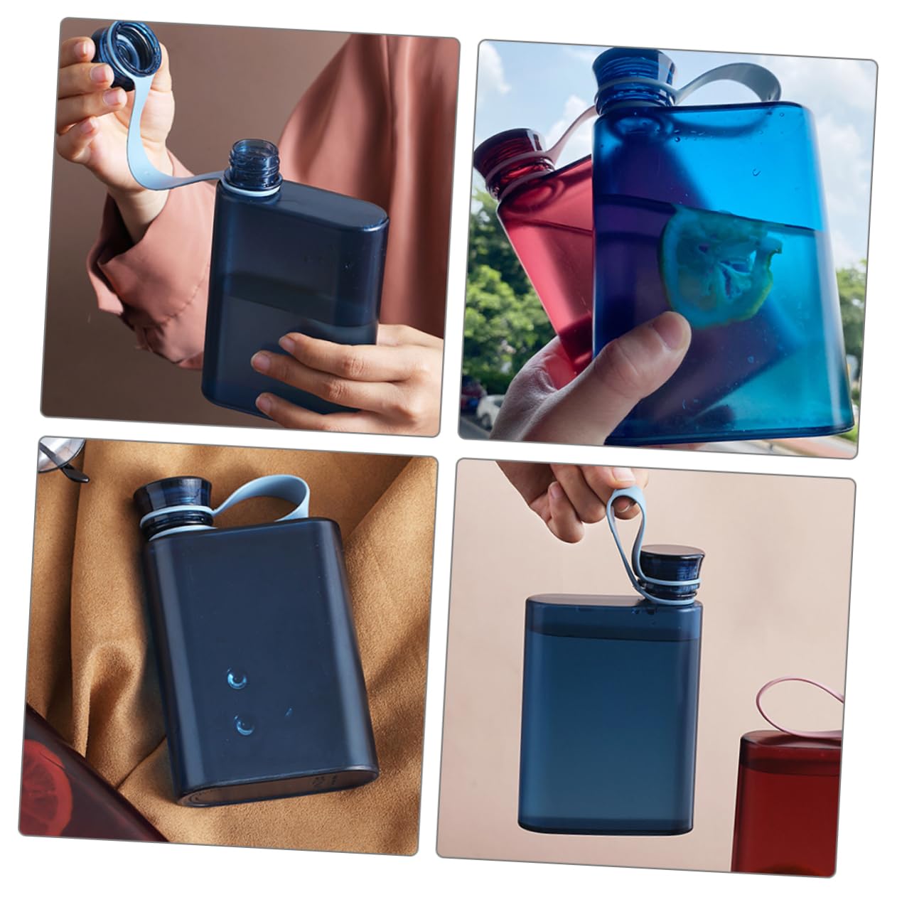 Alipis 5 Botellas De Agua Planas Portátiles Reutilizables Plegables Con Aislamiento Para Viaje Delgadas Para Ciclismo Color Azul Reutilizables Reutilizable
