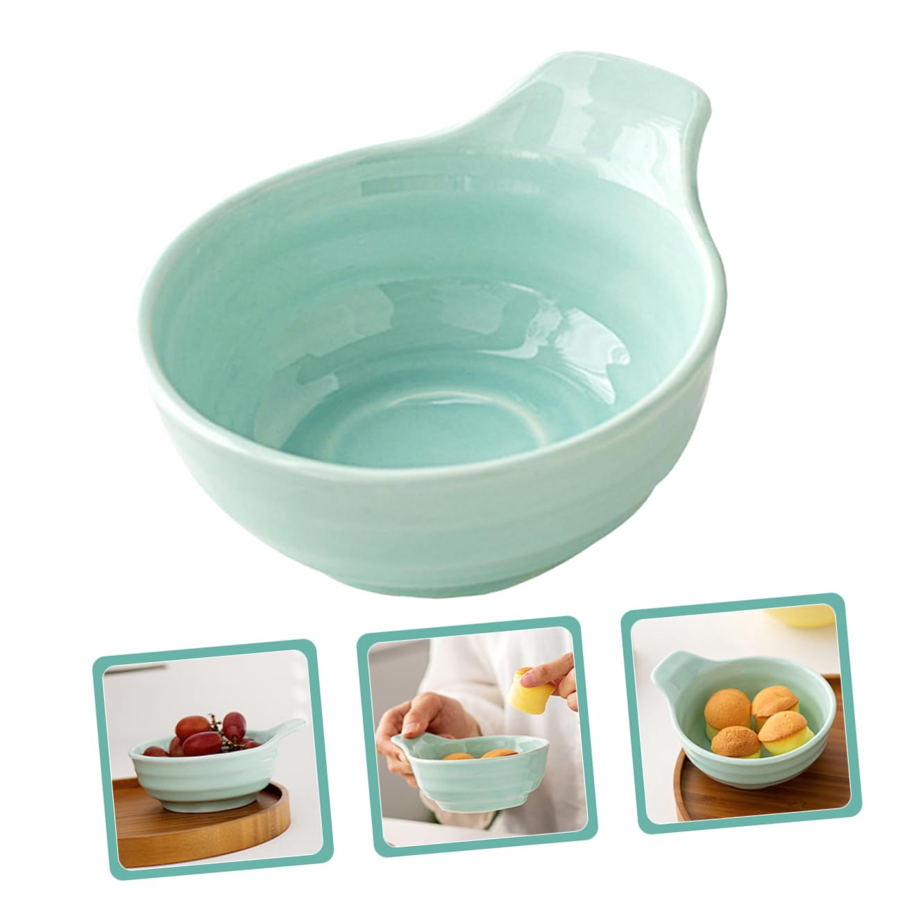 CONGARTENO Snack Bowl Divided Sauce Dishes Small Sauce Cups Hot Pot Dish Ketchup Platter Bbq Sauce Dish Small Bowl Sauce Dipping Plates Appetizers Appetizer Dishes Dip Bowls Sky-blue Ceramics