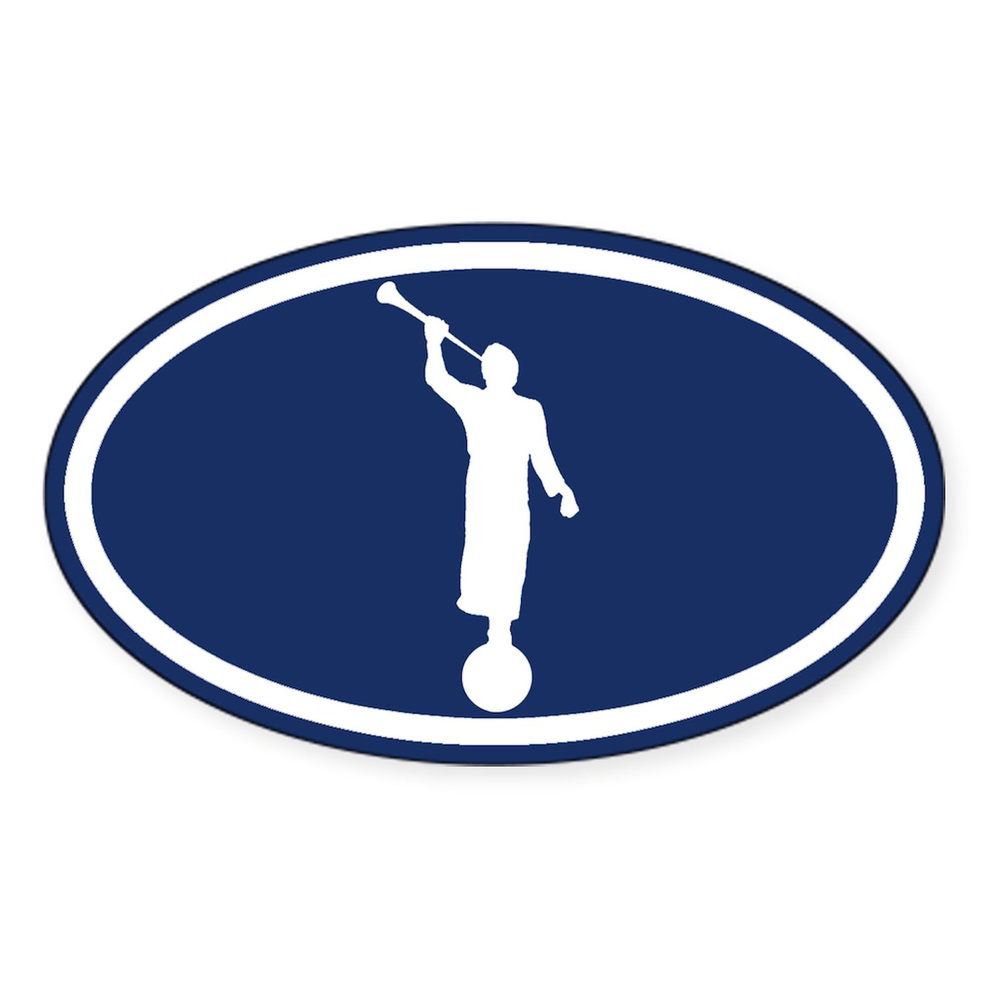 CafePress LDS: The Angel Moroni (Blue) Oval Car Bumper Sticker