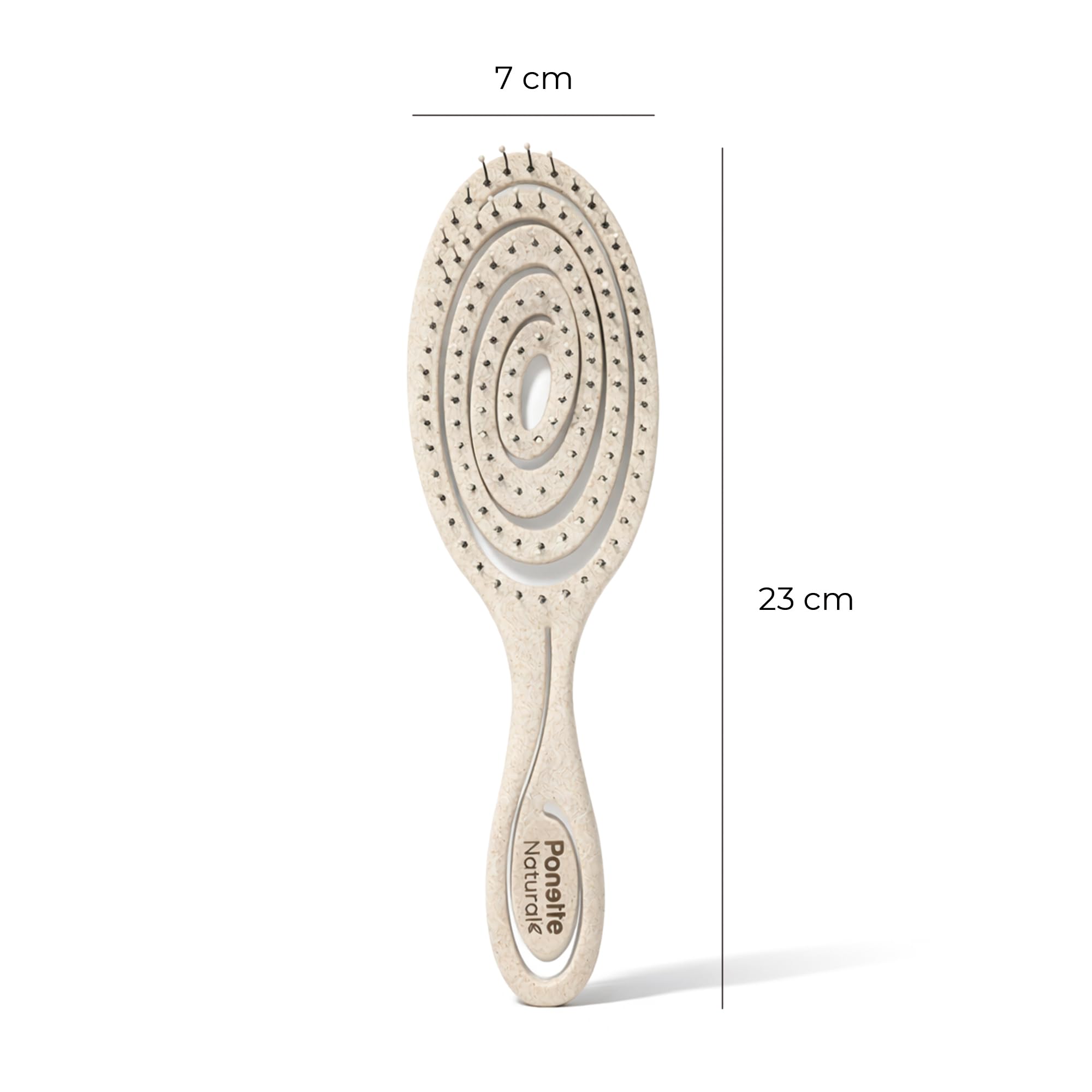 PONETTE NATURAL - Cepillo de Pelo ECO Masajeador Ecológico Beige Desenredante Antitirones, Fabricado con Fibra Natural de Trigo, 100% Reciclable, Marca Española