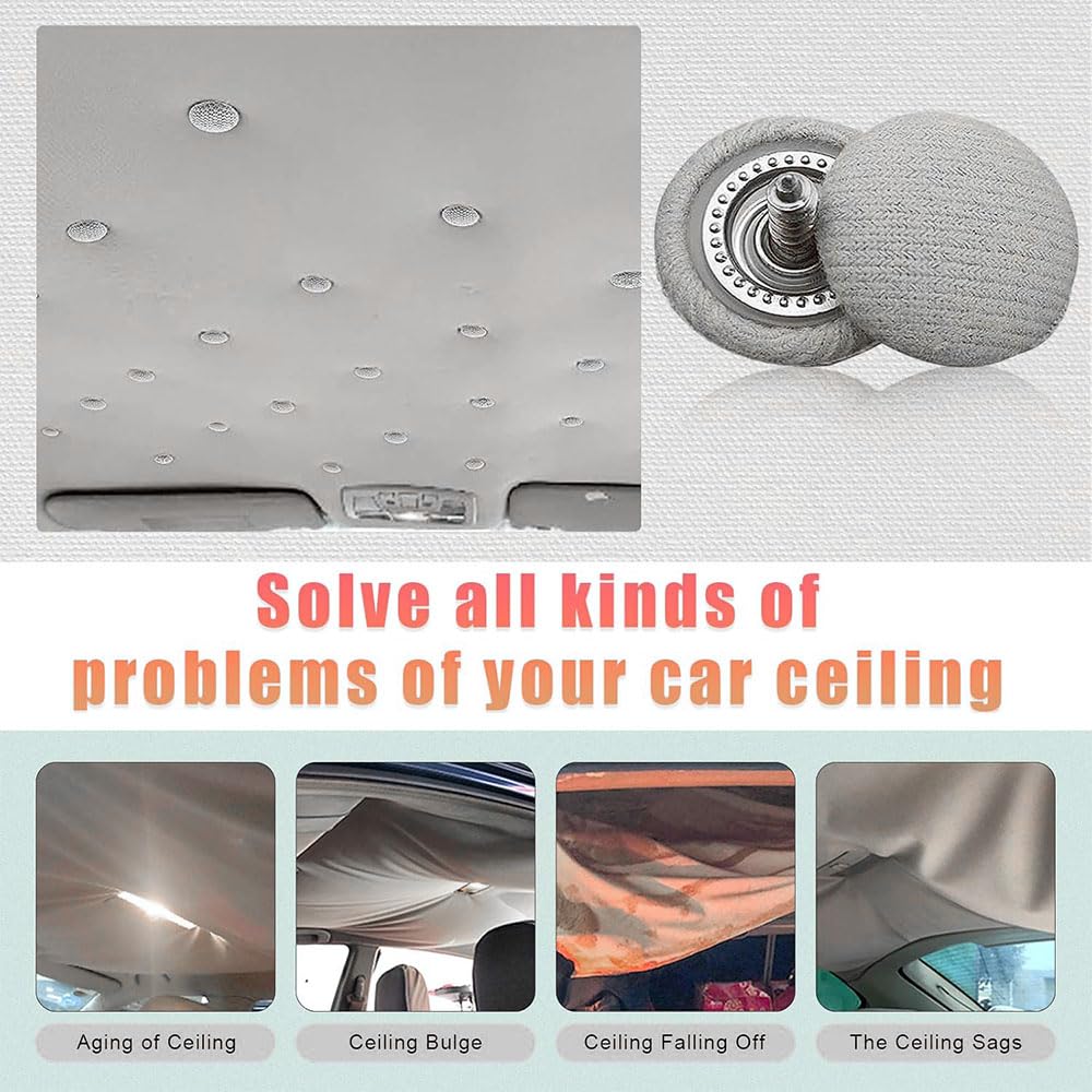 Kit Riparazione Cielo Auto - 60 Pezzi Con Fibbie E Rivetti Per Tetto Cadente