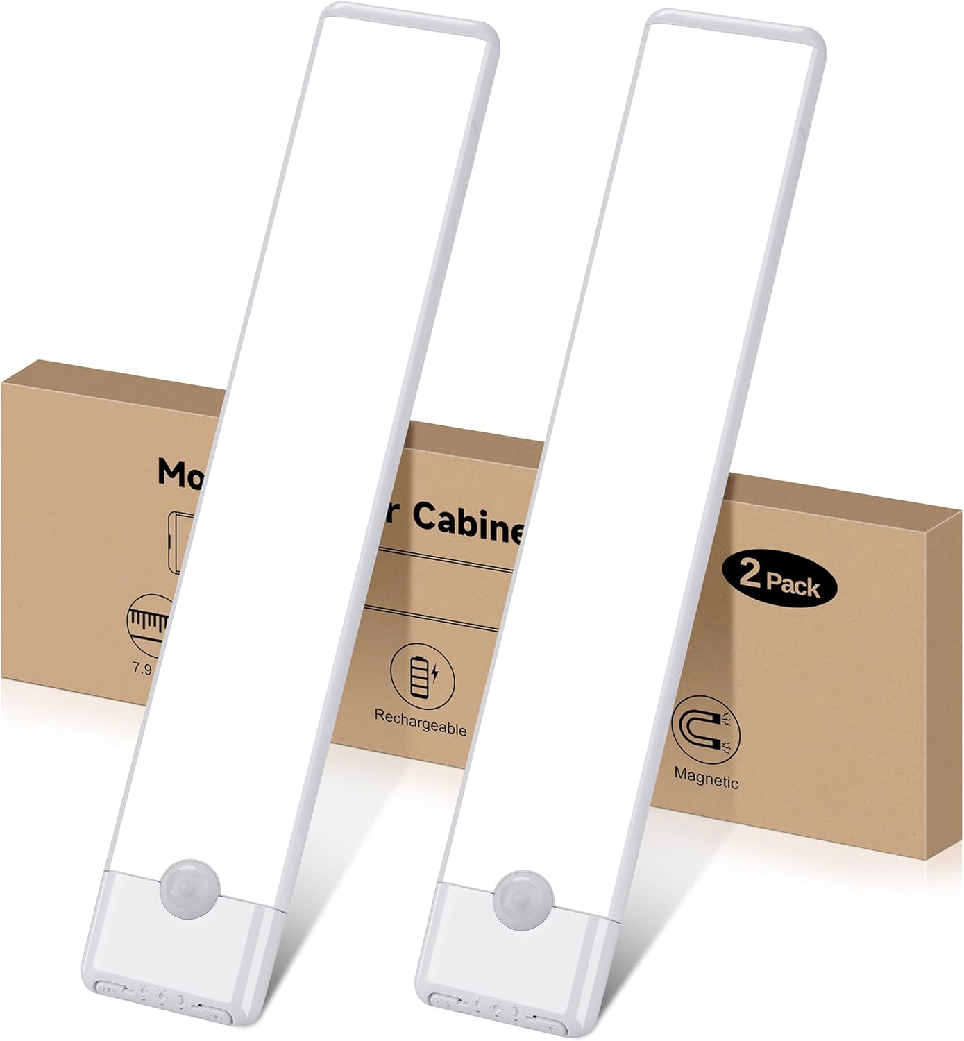 Motion Sensor Under Cabinet Lights, Magnetic Rechargeable Under Counter Closet Light, Wireless Night Light Bar Stick-On, 2-Pack, Cool White Motion Sensor Under Cabinet Lights, Magnetic Rechargeable Under Counter Closet Light, Wireless Night Light Bar Stick-On, 2-Pack, Cool White