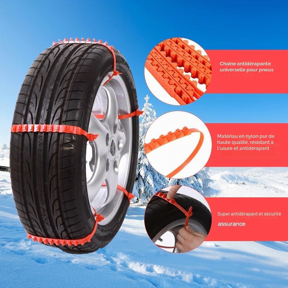 Chaînes à neige,10 PCS Chaînes à Neige pour Auto,Chaine Neige Antidérapantes,hiver pneu anti-dérapage chaînes,chaînes de pneus de neige d'urgence,Chaînes de Traction Antidérapantes