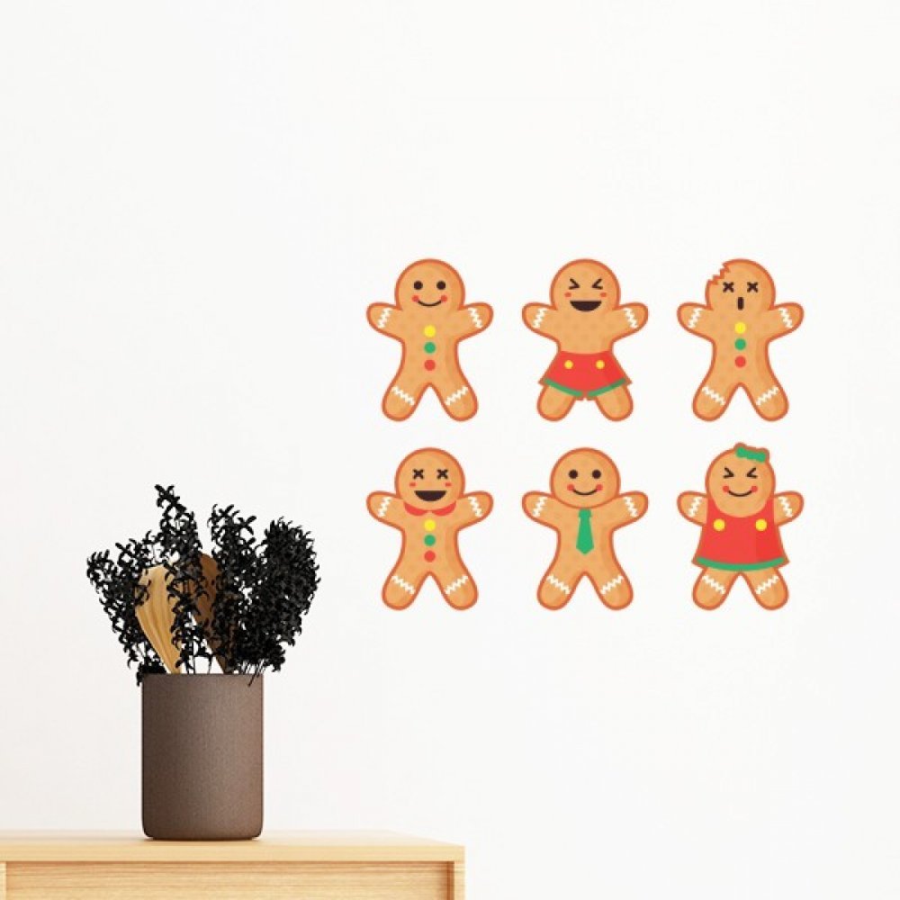 Sticker mural bonhomme de pain d'épice de Noël amovible pour décorer sans abîmer les murs peints