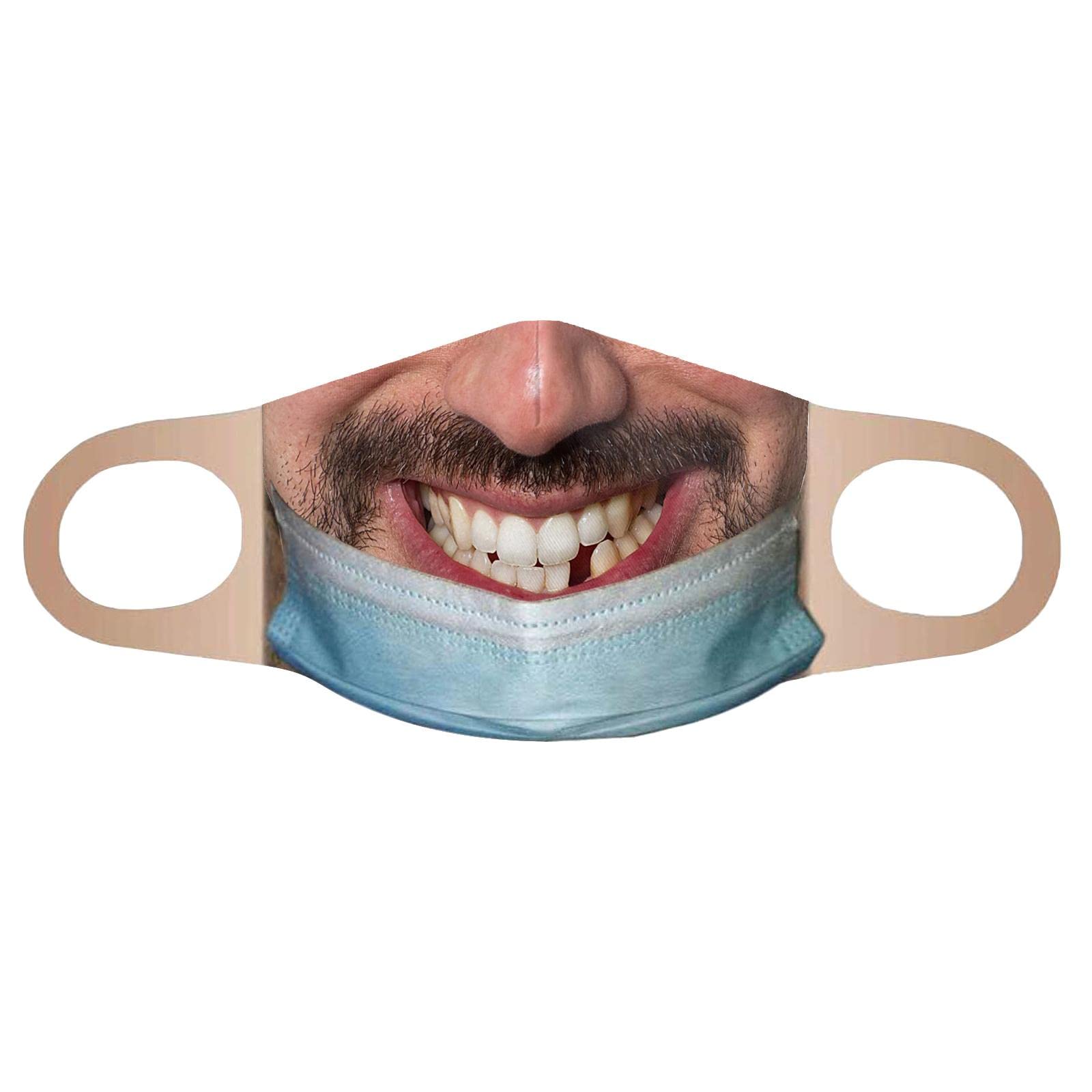 Creativity 3D Print Funny Bandit Prank Face Mask Masque Mouth Cover Adults C-picture-53
