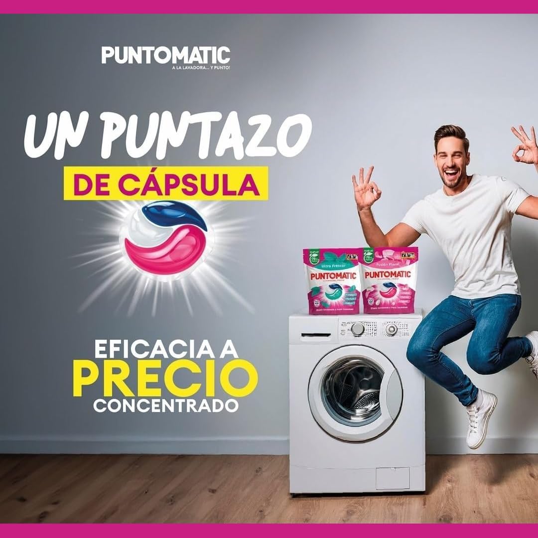 PUNTOMATIC | Cápsulas Tricámara Floral | Detergente Lavadora para Ropa Blanca y de Color | Quitamanchas | 34+14 (48) lavados, 4 Unidades 192 Lavados (192)