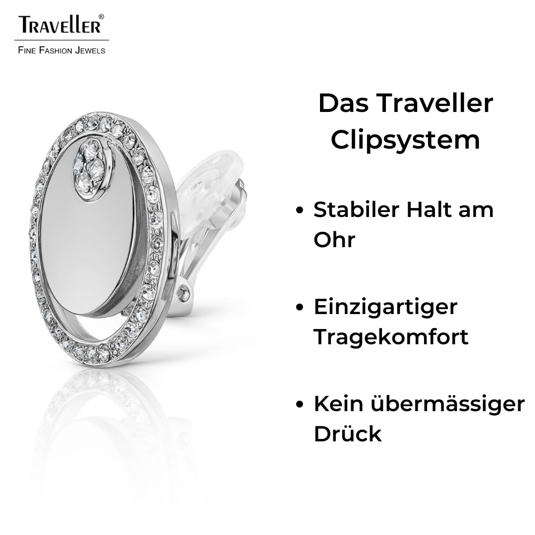 Traveller Ohrclip - Kreise - Platiniert - Kristalle - 157678