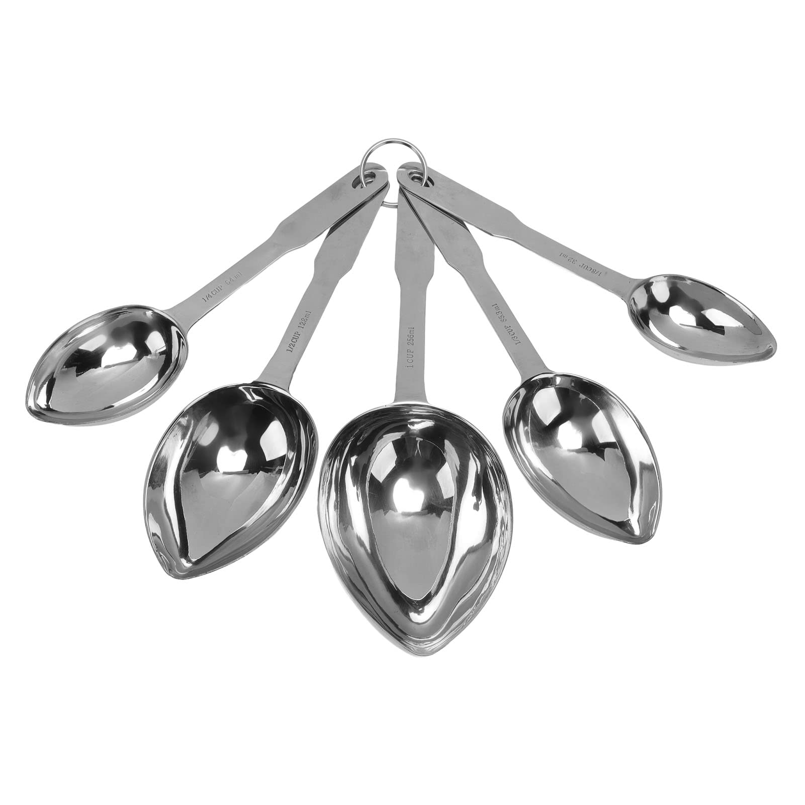 Yosoo Health Gear Ensemble de 5 Cuillères en Acier Inoxydable, Cuillère à Soupe à Long Manche, Finition Miroir, Cuillère à Louche Ergonomique, Bord Arrondi, Lavable au Lave-vaisselle pour la