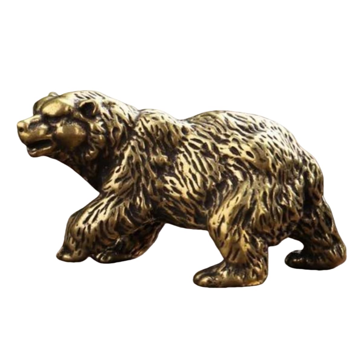 JTDZ Antique Grizzly Bear Figurine Pure Copper Small Statue Animal Sculptures Desktop Tea Pet Ornament for Home Office Garden Display Decor