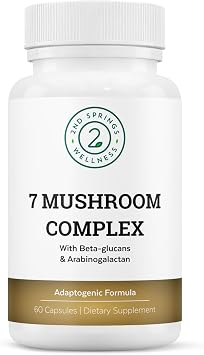Organic Mushroom Complex - 7 Mushroom Supplement - Immune Support Nootropic & Adaptogenic Supplement with Lions Mane, Chaga, Maitake, Shiitake, Reishi, Turkey Tails, Cordyceps Capsules