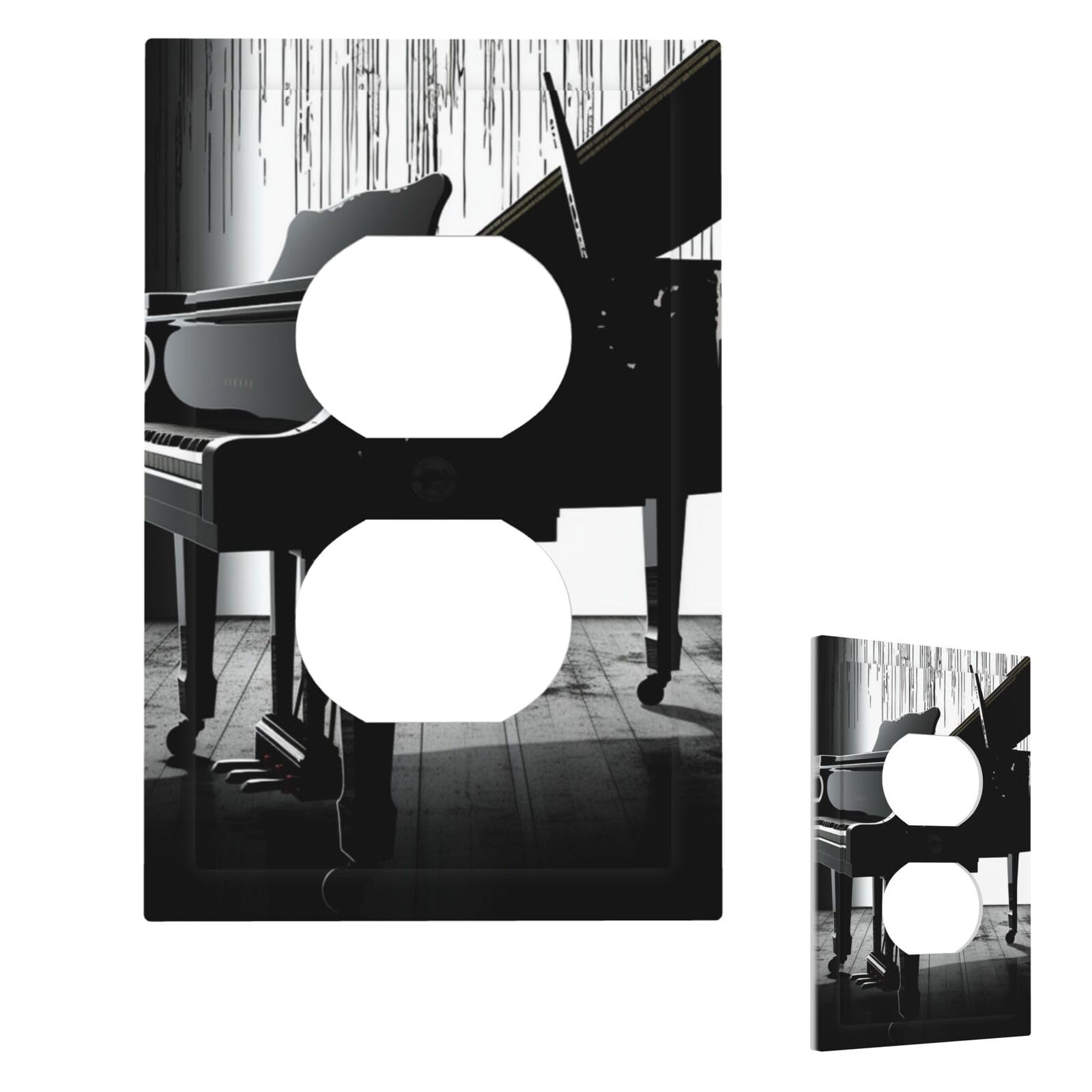 Fekiloot Duplex Piano Wall Plate Cover Modern Decorative 1 Gang Light Switch Cover Unbreakable Receptacle Outlet Covers For Living Room Bedroom Home Decor