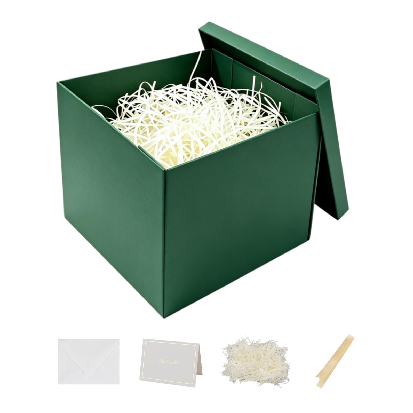 Nenwic Small Gift Box with Lid 22x22x20.5cm Green Boxes, 3Pack