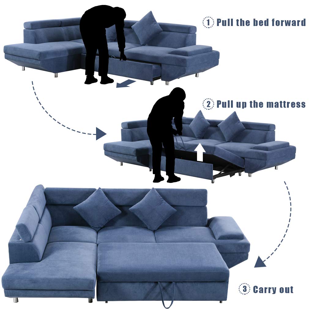 FDW Sleeper Sofa Bed Sectional Sofa Futon Sofa Bed Sofas for Living