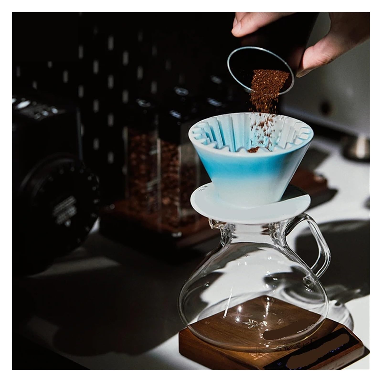 Compatible Con Viajes, Accesorios De Barista, Cafetera For Verter Pastel De Cerámica, Filtro De Café, Gotero, Filtro Reutilizable, Soporte De Goteo De Cono(2-4Cup Blue)