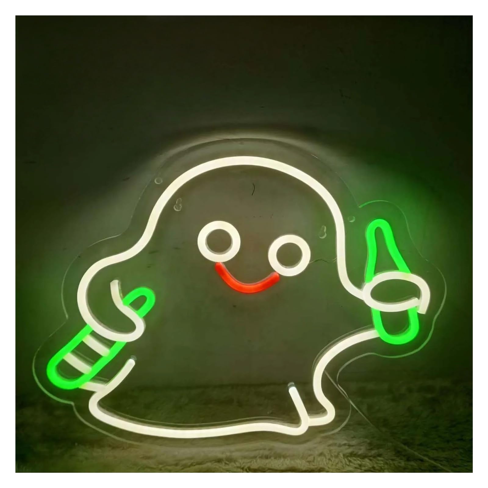 Rongch One Color Hanging Art Signs Ghost Drinking Neon Sign Wall Decoration For Bedroom Gameroom Livingroom Birthday Party 37.5X32cm