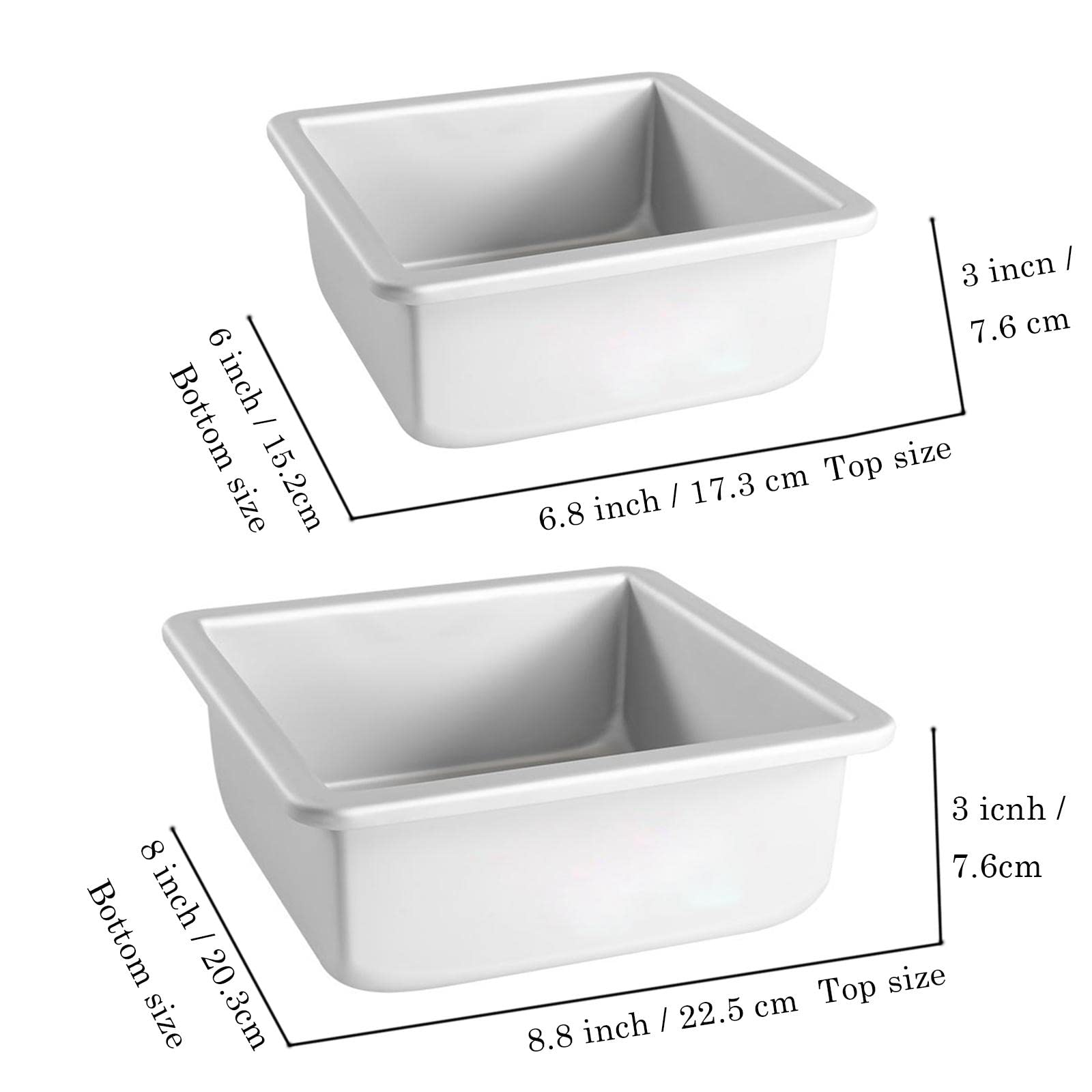 Juego De 6 Moldes Desmontables Para Hornear | 3 Redondos (16,18,20 Cm) Y 3 Rectangulares (22,24,26 Cm) | Antiadherentes Y Con Base Extraíble