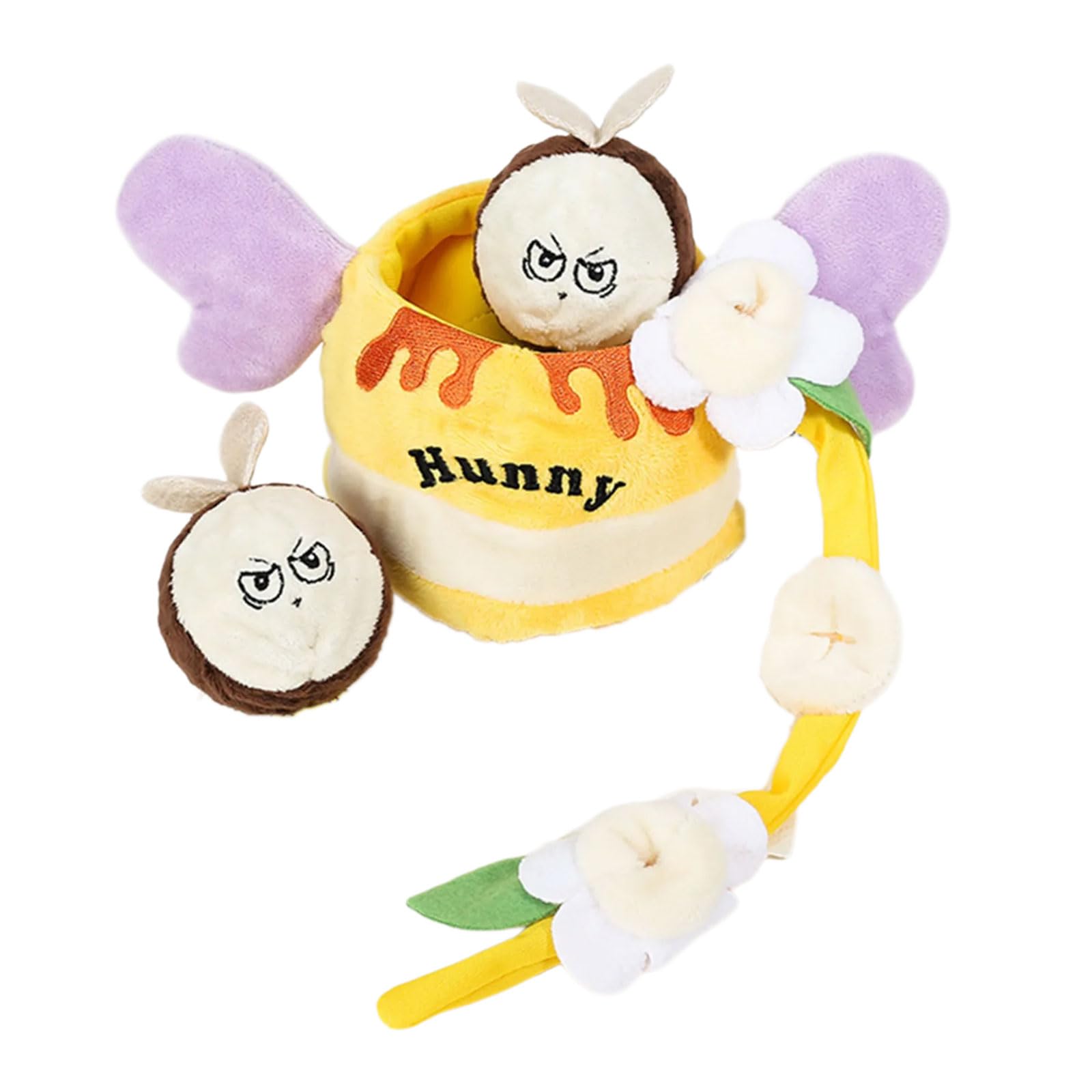 Hkfgdjdl Plush Squeaky Honeys Pots Dog Toy Features Hide Treat Compartment for Mental and Fun Play