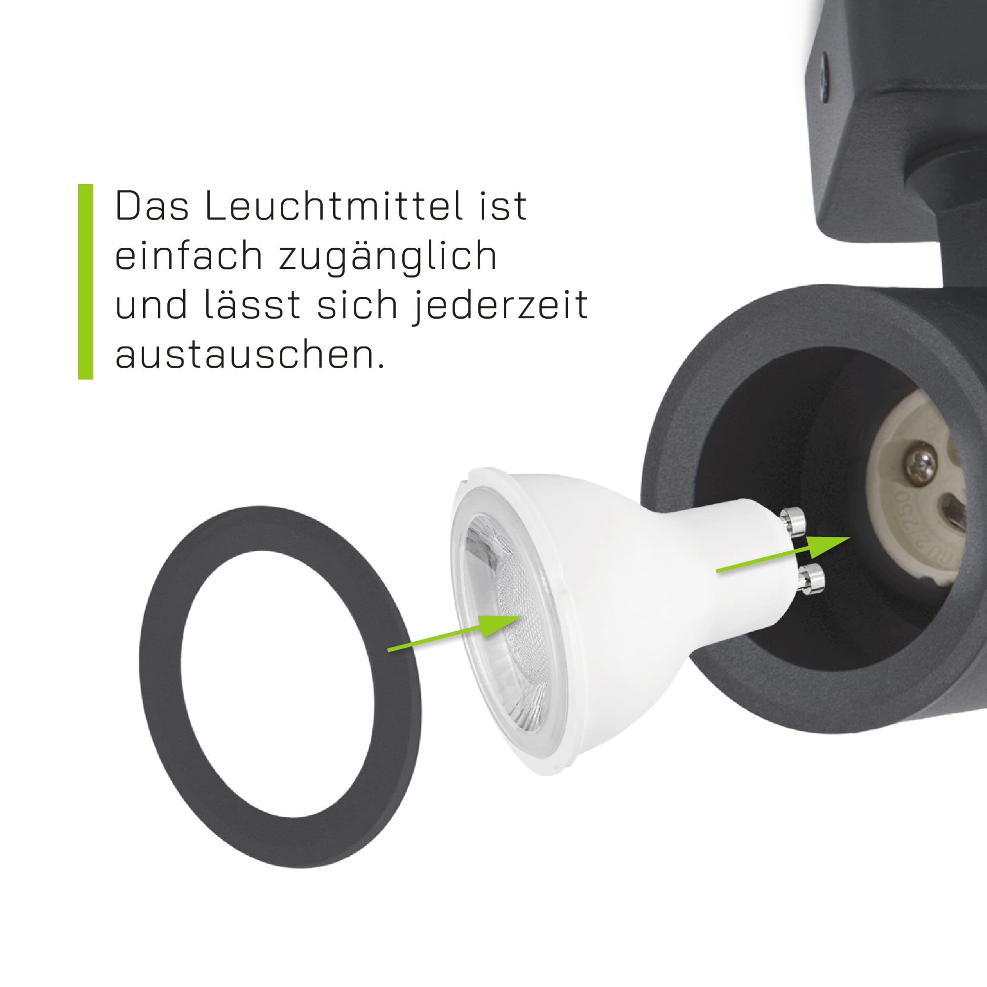 linovum TENJO Deckenlampe dimmbar schwarz schwenkbar mit 3x LED Leuchtmittel GU10 6W warmweiß - Küchenlampe Spotbar 3 flammig