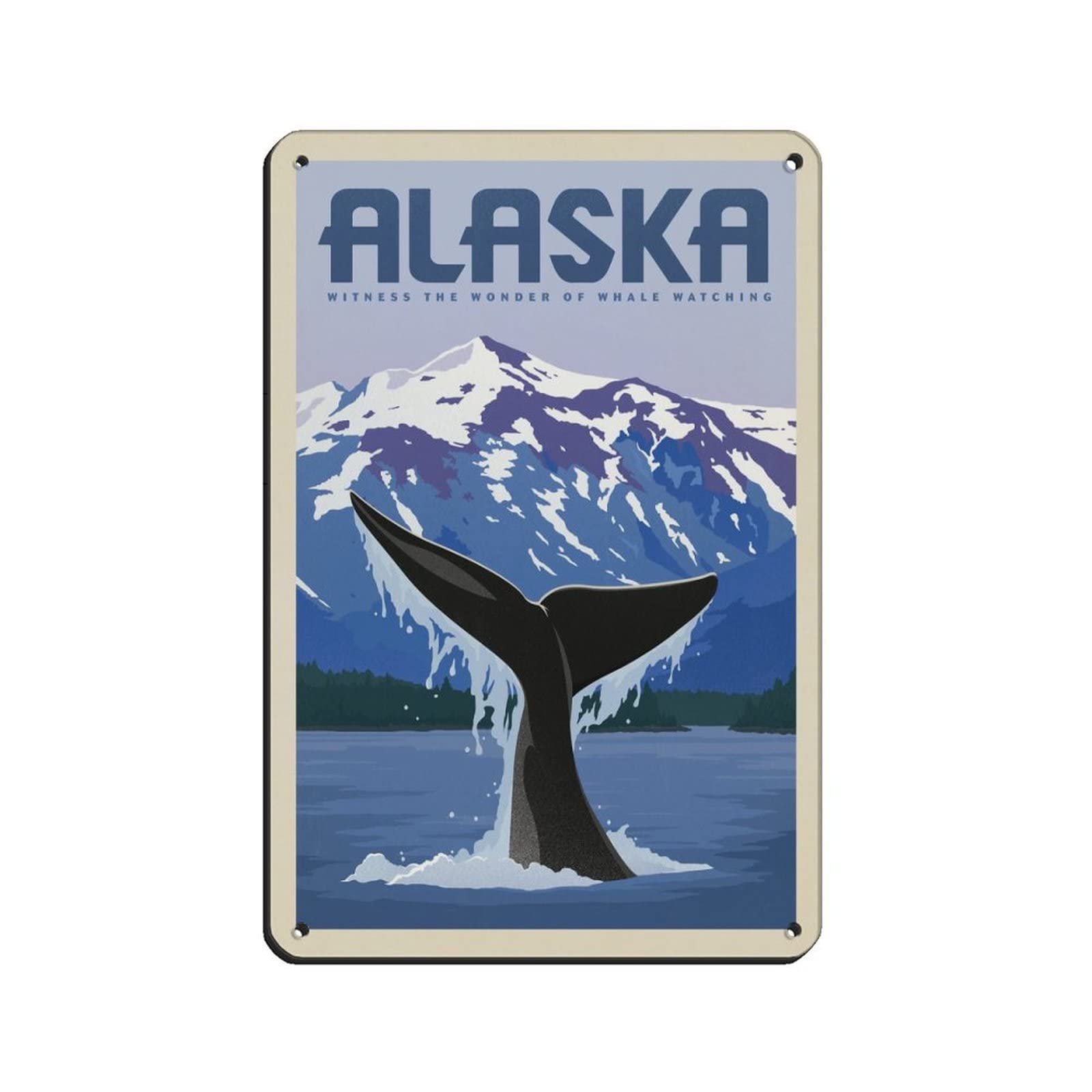 Funny Metal Tin Signs Alaska Whale Watching Vintage Signs Home Kitchen Rustic Travel Metal Signs Wall Art Decor 15x30cm