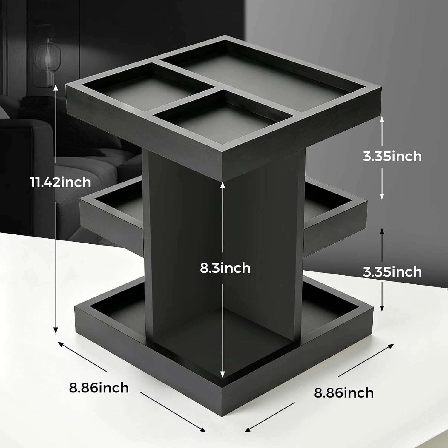 Cologne Organizer for Men 3 Tier 360 Rotating Black Perfume Shelf Display Stand for Dresser Vanity Bathroom Countertop Storage Rack for Cologne Perfume Watch and Daily Essentials