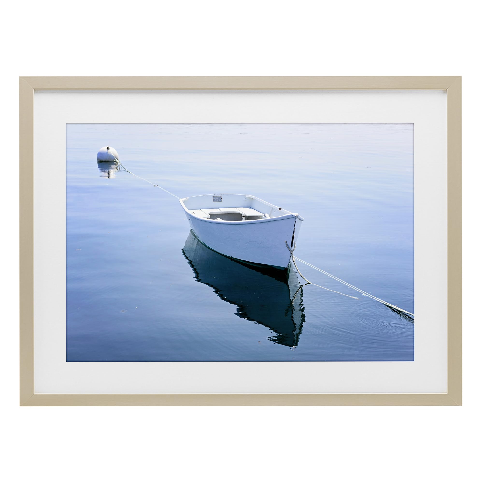 Stupell Industries Harvest Pine (Textured) 'Boat Tied To Dock'| Framed Print Under Glass