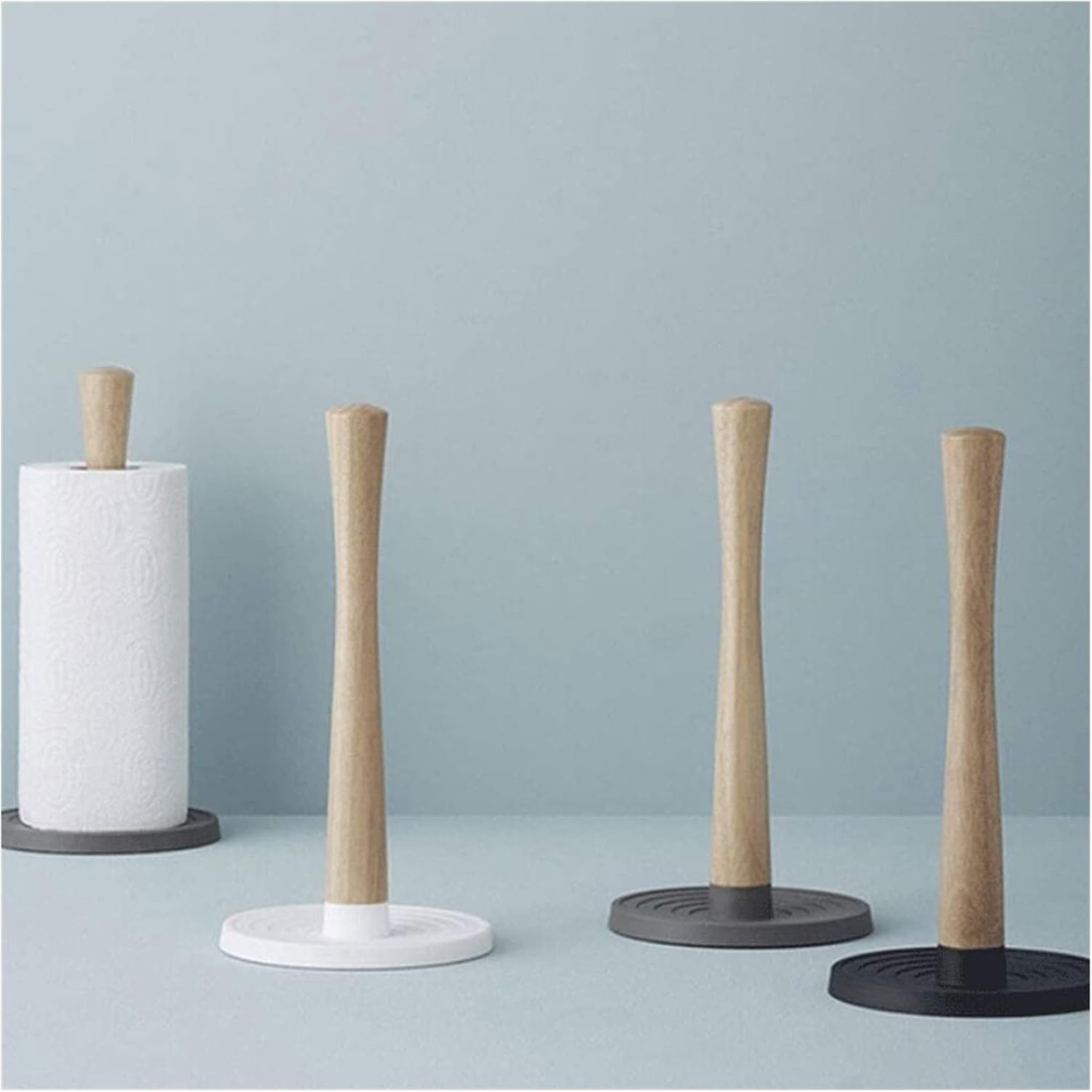 Toilet Paper Holders Toilet Paper Holders Wooden Paper Towel Holder with Iron Plate Base Kitchen Paper Towel Dispenser Countertop Paper Towel Stand Bathroom Toilet Paper Holder (Color : C)