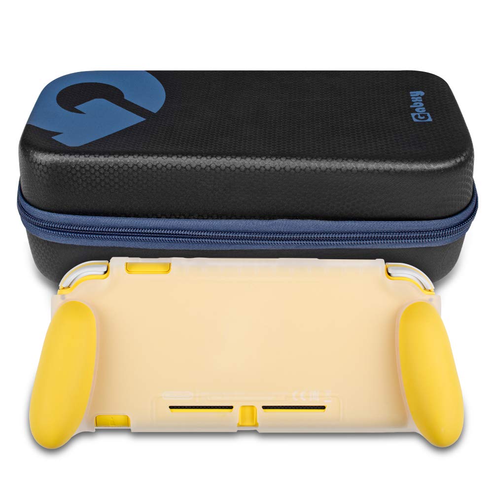NA Protective Case for Switch Lite, Grip Case Cover for Switch Lite, Grip Cover in Silicone with Anti-Scratch and Shock-Absorption Soft TPU (Grip Case and Carrycase, Yellow)