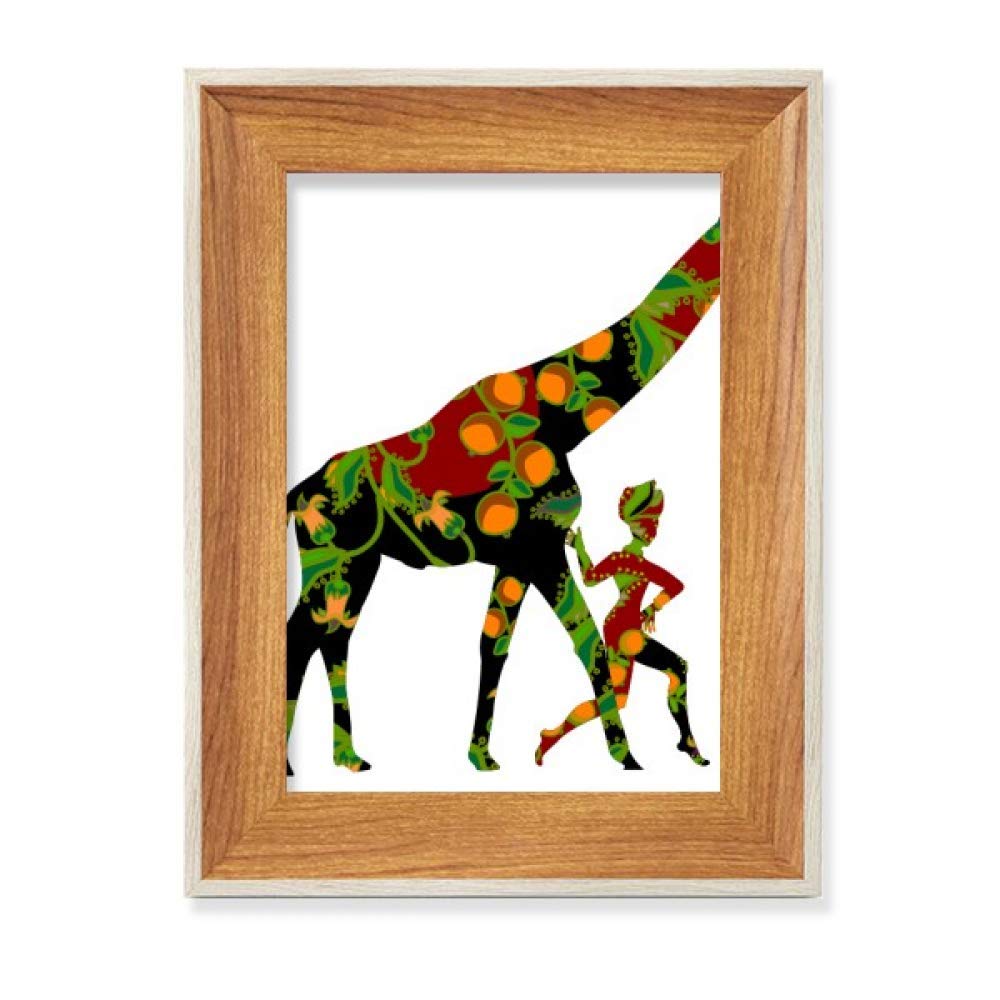 Cadre de photo en bois girafe africaine et tableau art noir