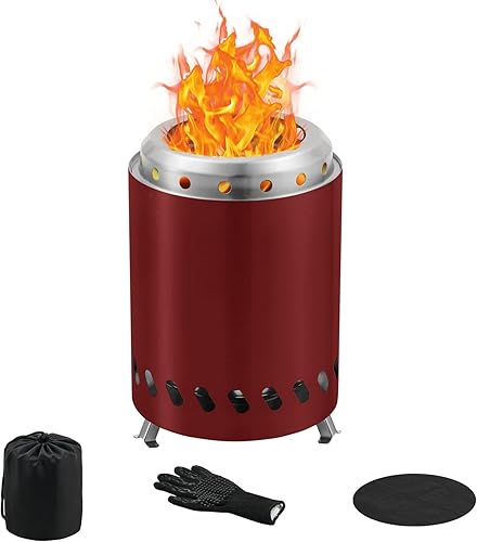 BRIAN & DANY Fogata de mesa con soporte, estufa individual para exteriores, mini fuego de bajo humo para exteriores, alimentado por pellets o