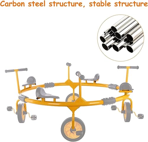Miniatura 5 de Triciclo de pedal para niños, auto giratorio de 360 para preescolar, 4 asientos para patio trasero, jardín de infantes, patio de recreo, guardería y