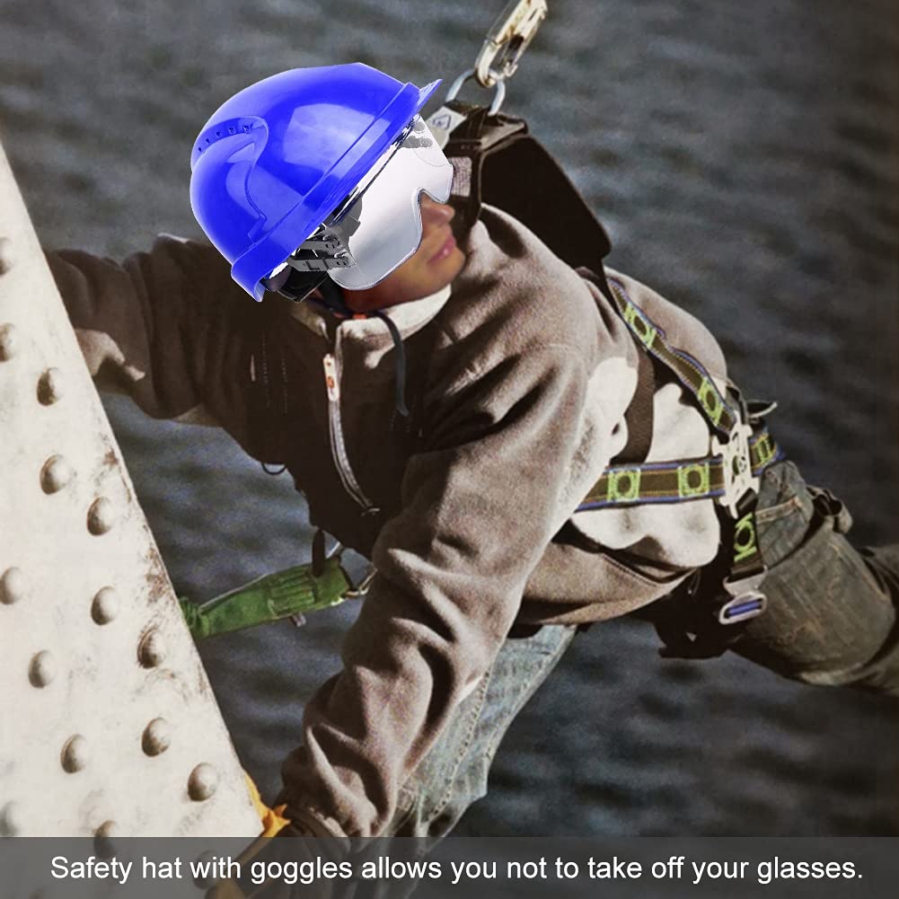 Sonew Casque de Sécurité, 4 Couleurs en Option Hard Hat Defender avec Visière, Casque de Sécurité avec Harnais à 6 Points pour la Construction de Sites Portuaires de Pont(Bleu)