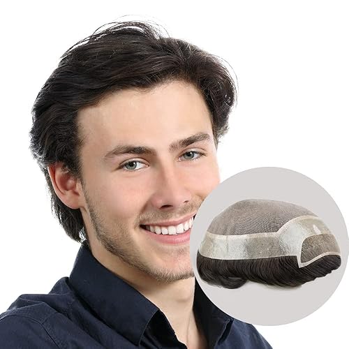 Amiable Toupee para hombres de cabello humano con encaje mono fino, 100% cabello humano europeo para hombre, sistema de reemplazo de cabello para