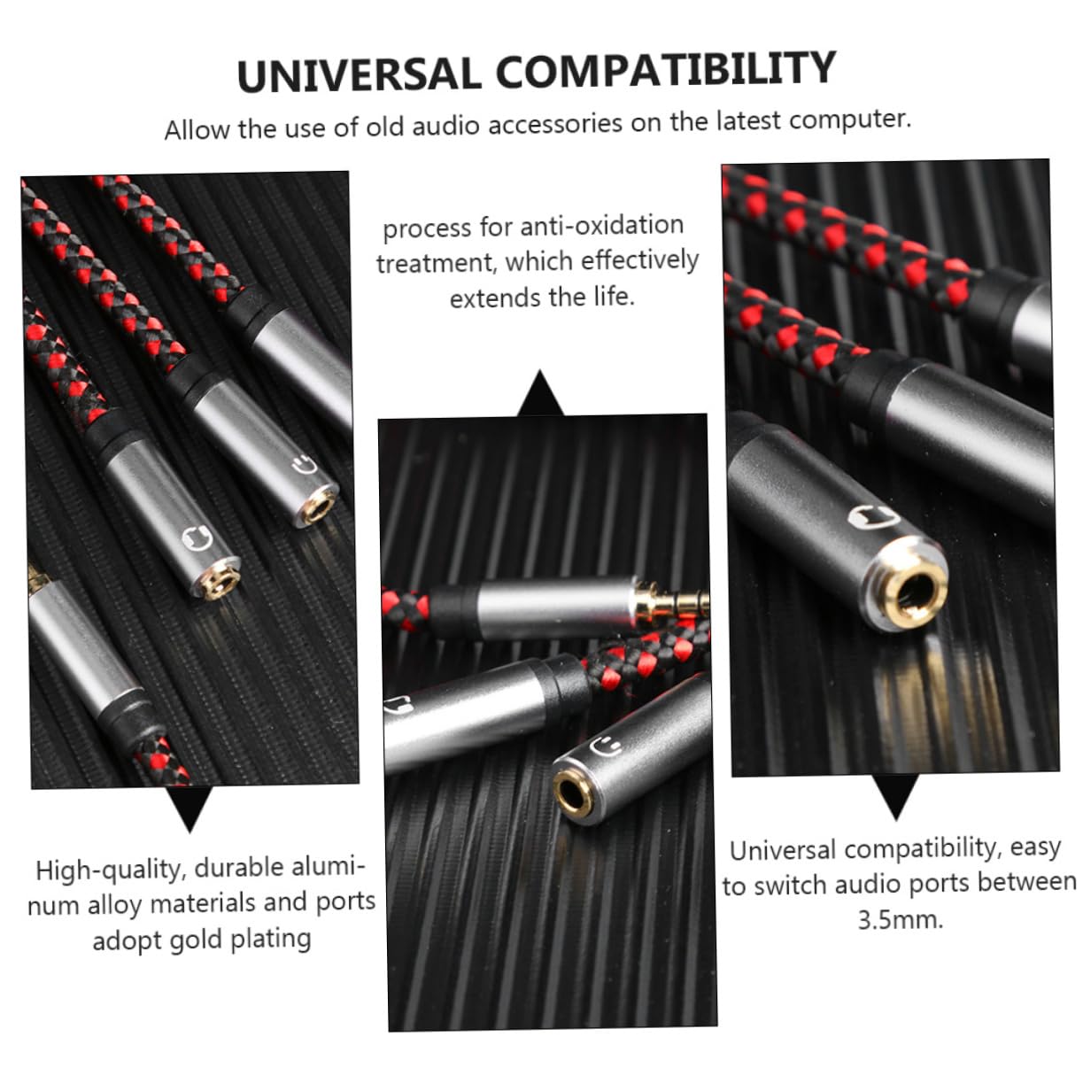 HOMSFOU 3piezas Cable Divisor De Audio y Splitter De Extensión Adaptador De Auriculares para Conectar Múltiples Dispositivos De Sonido Compatible y Otros Dispositivos Portátiles