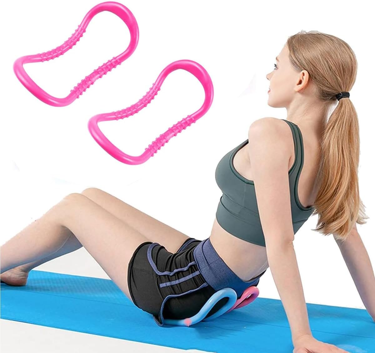 Goodern 2 PCS Yoga Pilates Stretch Ring Set,Fitness Shaping Training Circle Multi-Functional Women Pilates Sport Equipment Soft Body Workout Exercise Resistance Support Tools for Home/Gym -Pink