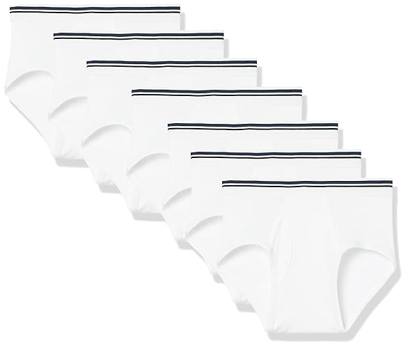 Amazon Essentials Men's Cotton Tag-Free Breathable Briefs Underwear - 7 - White - M