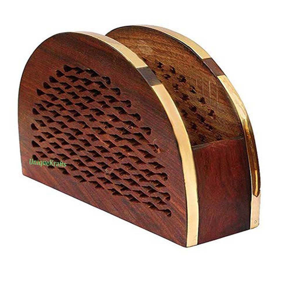 Buy Zyntix Handmade Wooden Tissue Holder Jali Special Design with Brass