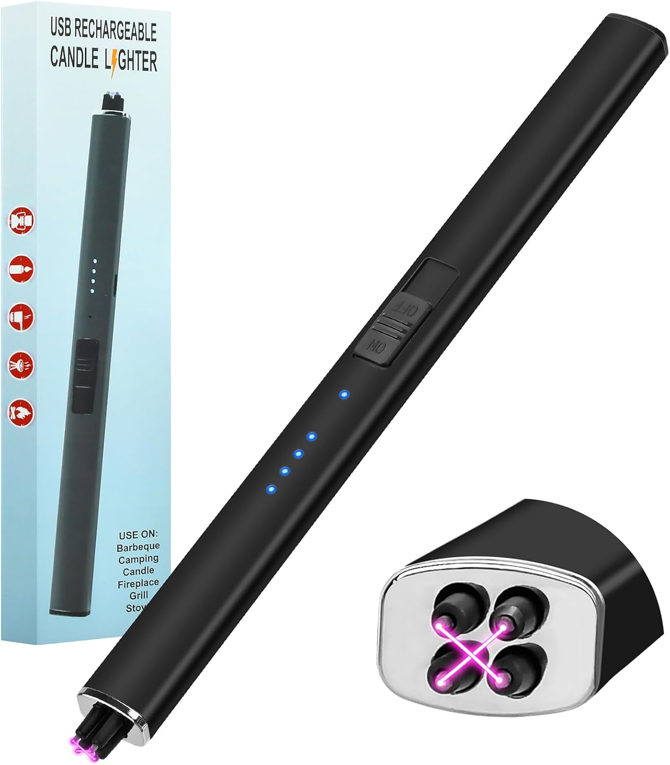 Stocking Stuffers for Men Women: Electric Lighter Candle Lighter Rechargeable Windproof Flameless Plasma Dual Arc Camping Kitchen USB Lighters with Safety Lock for Adults Him Mom Gifts Valentines Stocking Stuffers for Men Women: Electric Lighter Candle Lighter Rechargeable Windproof Flameless Plasma Dual Arc Camping Kitchen USB Lighters with Safety Lock for Adults Him Mom Gifts Valentines