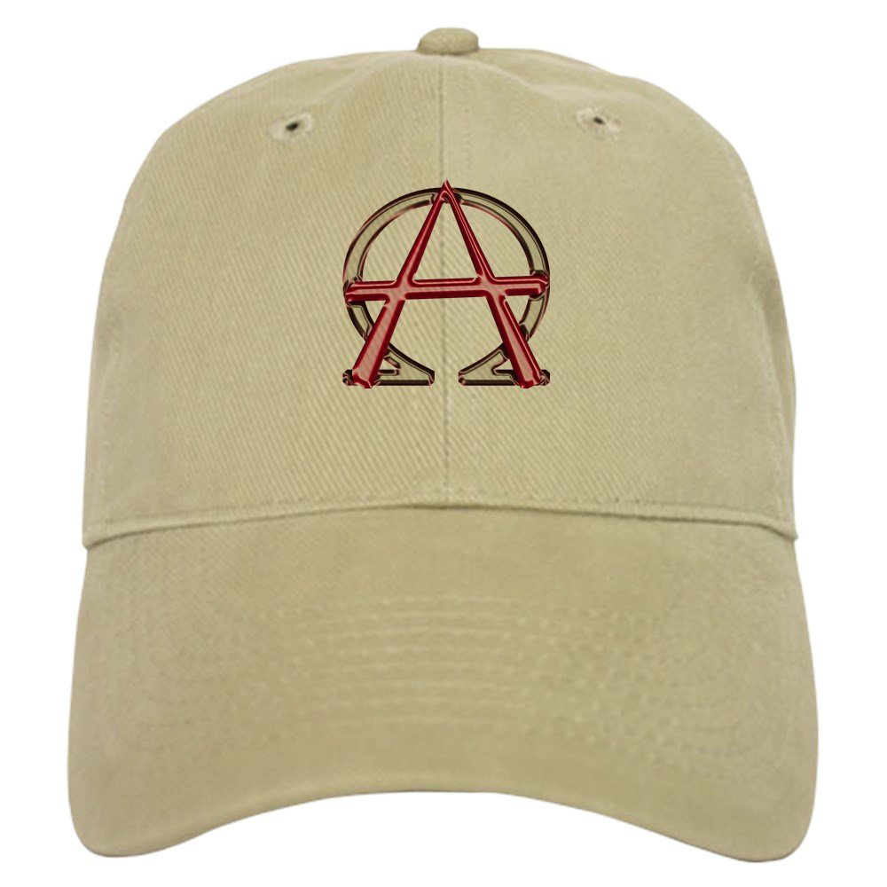 CafePress Alpha & Omega Anarchy Symbol Cap Unique Adjustable Baseball Hat Khaki