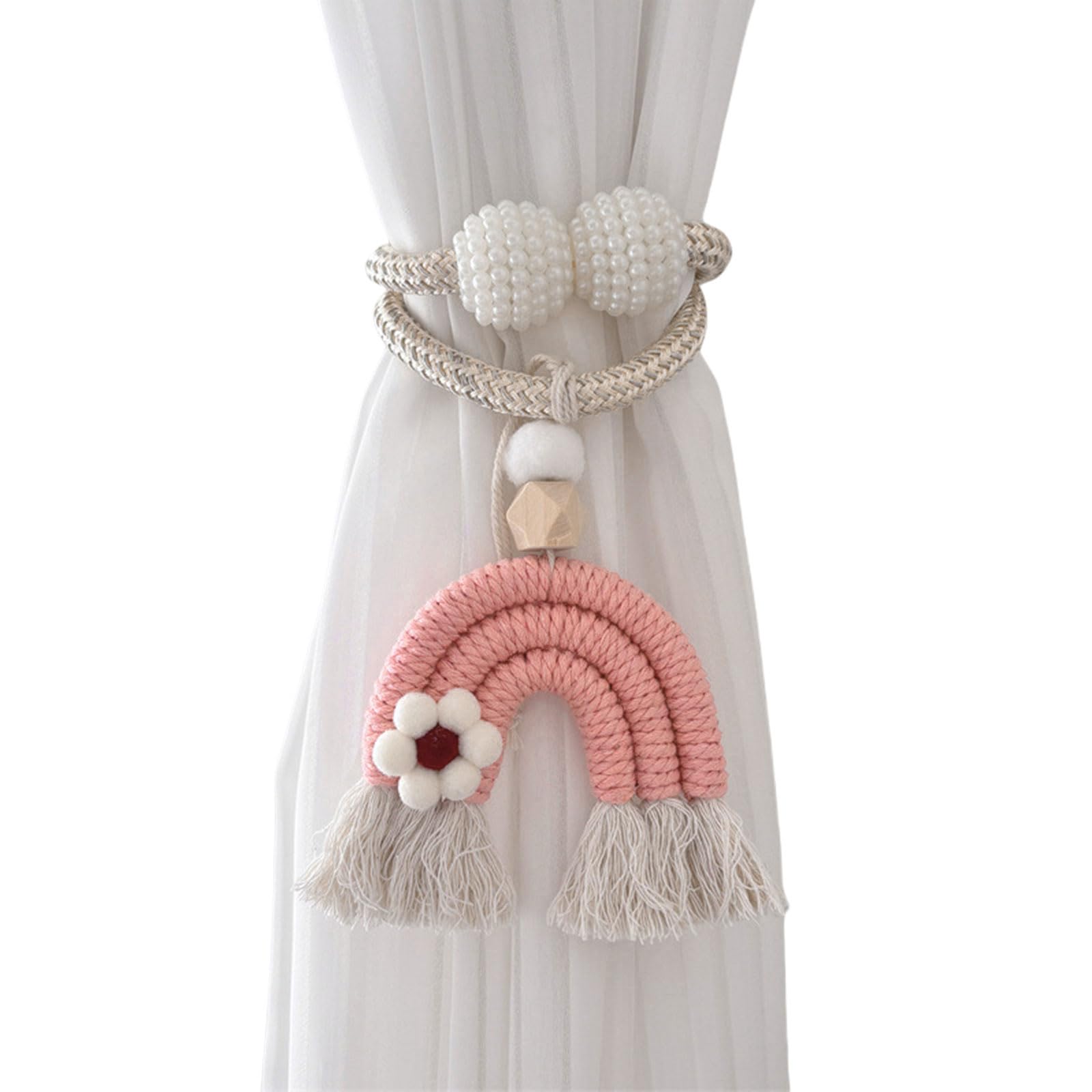 Tsophreniq Colorful Rainbow Tasseled Curtain Tieback Tie Holders with Clip Hooks for Nursery Charm Tiebacks 2PCS Fasteners