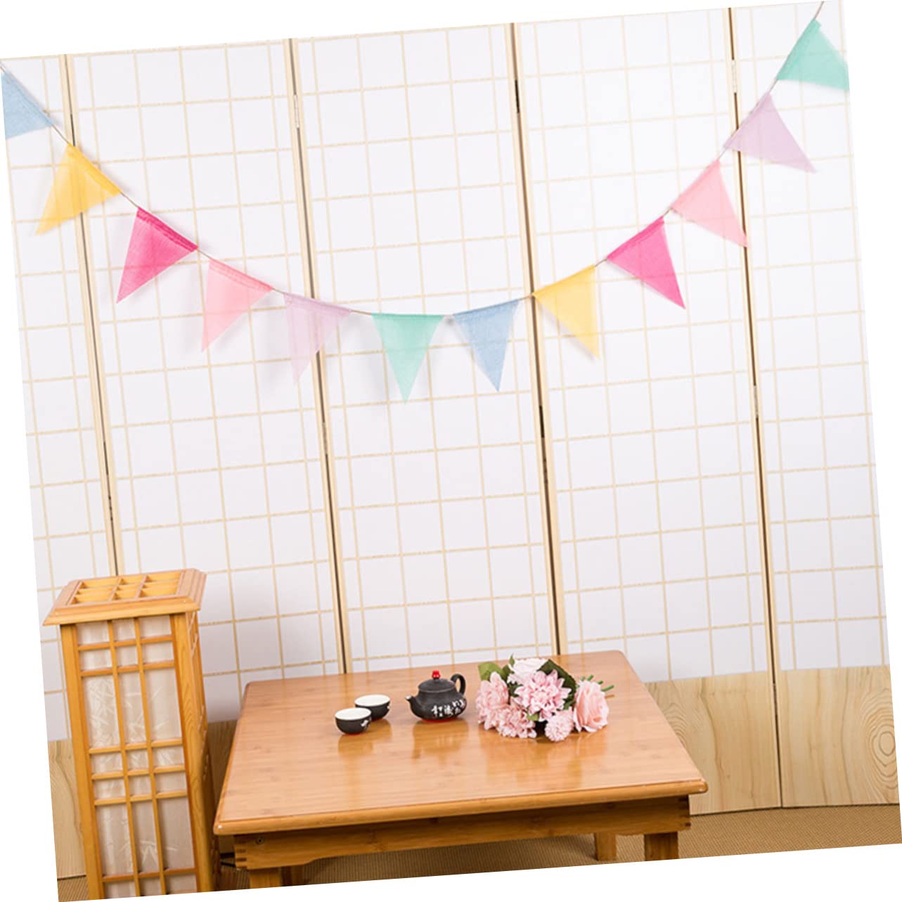 OUNONA 3 Sätze Wimpel Ziehen Blume Feier Dekorationen Festival Ammer Banner Bunt Königlich Hochzeitsbanner Hochzeitsdeko Jäten Dreieck Girlande Ammer Hanfimitat Colorful 4 Stück * 3