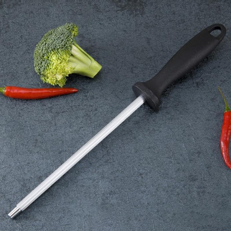 Image of Machado Kitchen Knife Sharpener | Chef's Honing Edge Tuning Rod | Professional Diamond Brushed Sharpening Steel for Homes & Commercial Kitchens (6.30 inch Sharpening Area, 3.75 inch Handle Length) - (Black)